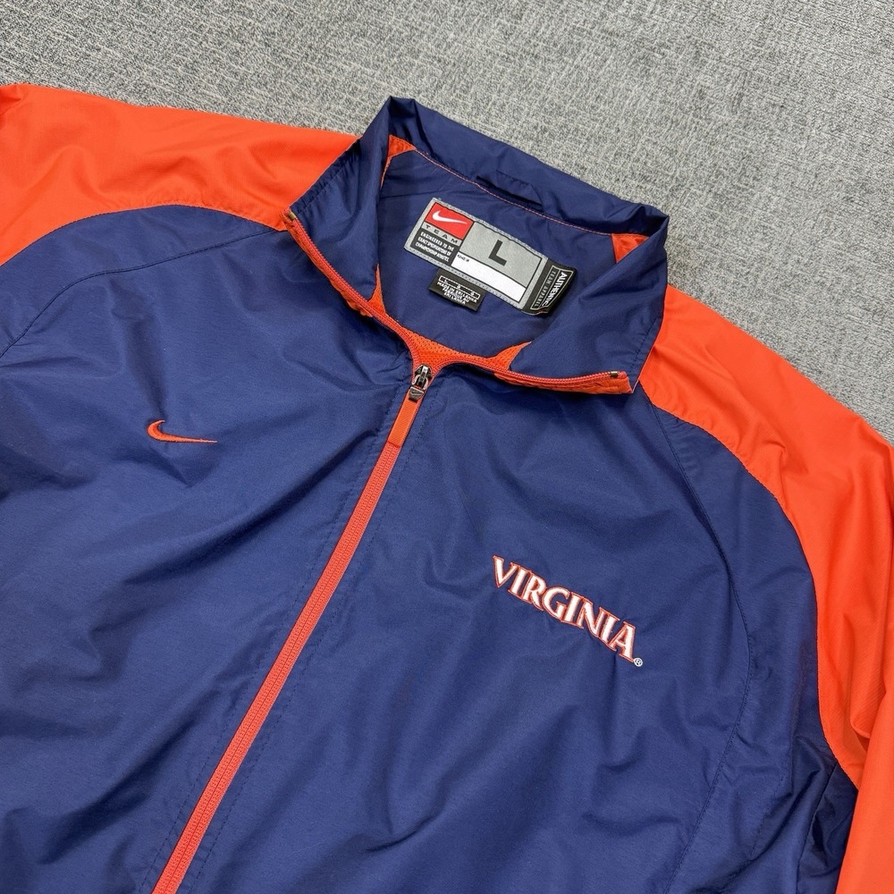 Nike Team Virginia Cavaliers Jacket Mens Large Navy Orange Full Zip‎ Windbreaker